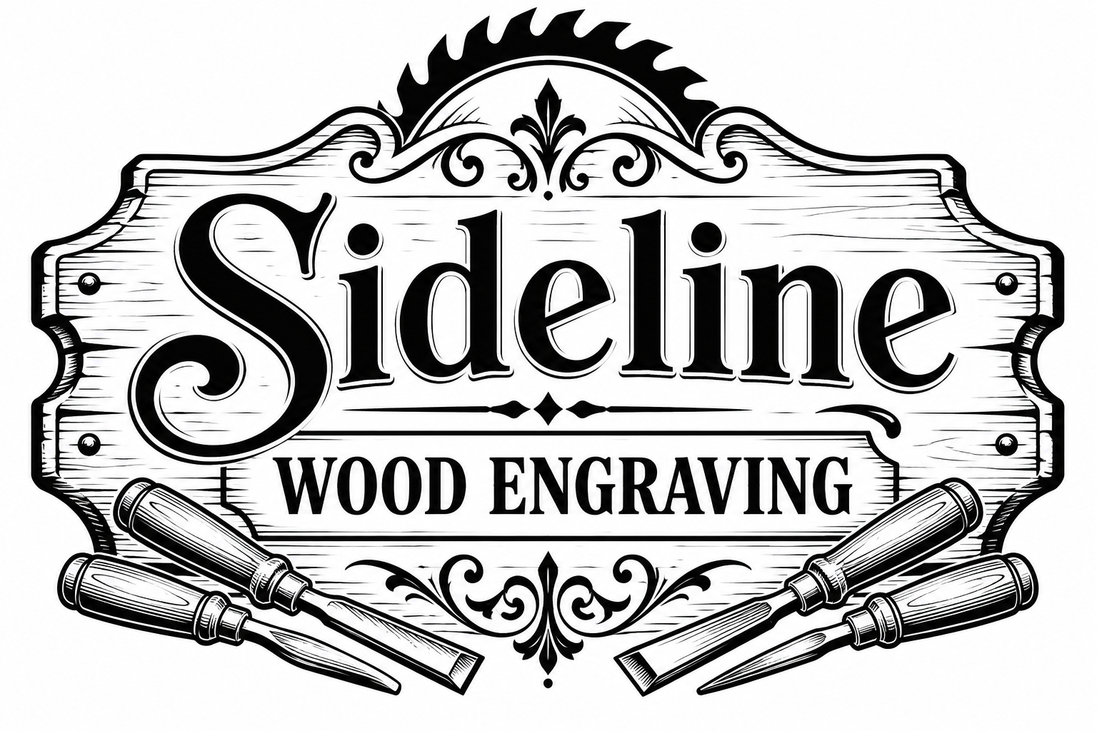 Sideline Wood Engraving emblem