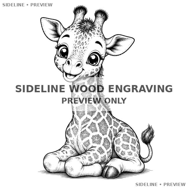 Adorable Baby Giraffe In Ink Sketch