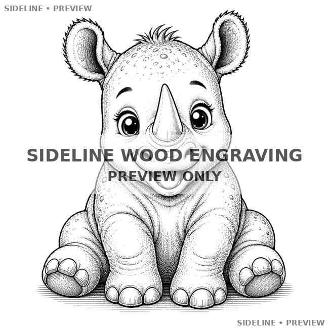 Adorable Baby Rhino Illustration