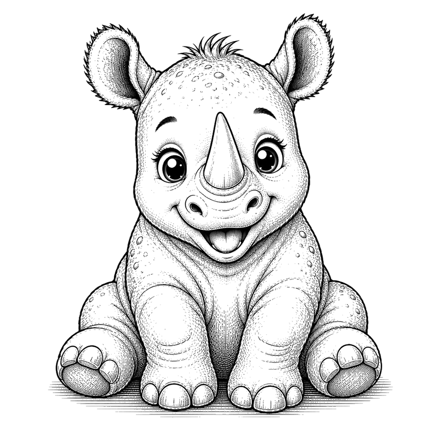 Adorable Baby Rhino Illustration