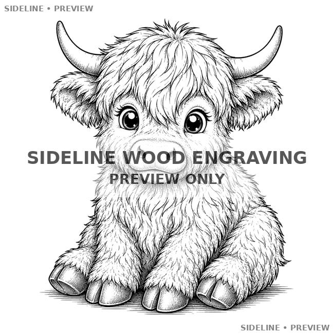 Adorable Highland Calf In Ink Detail