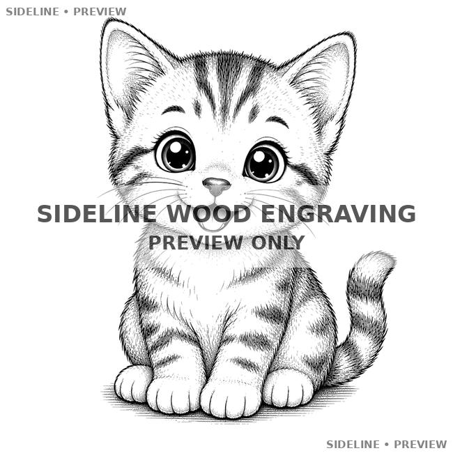 Adorable Kitten In Monochrome Sketch
