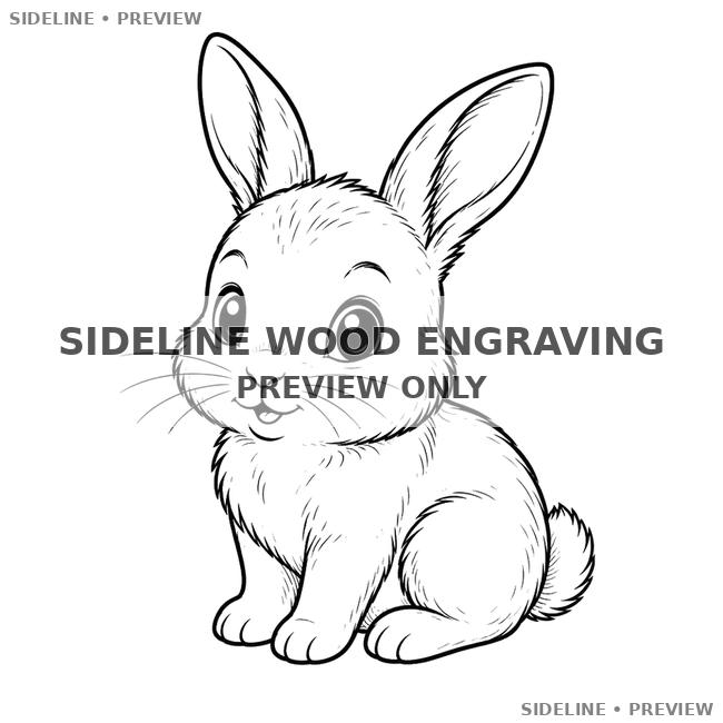 Cute Baby Bunny In Line Art