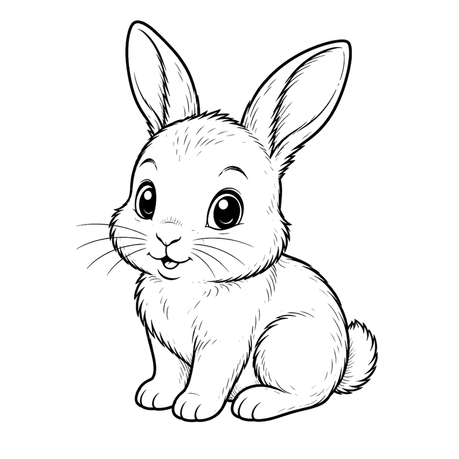 Cute Baby Bunny In Line Art