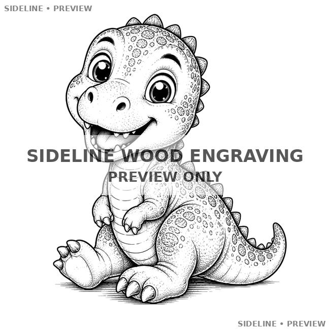 Cute Baby Dinosaur In Sit Pose