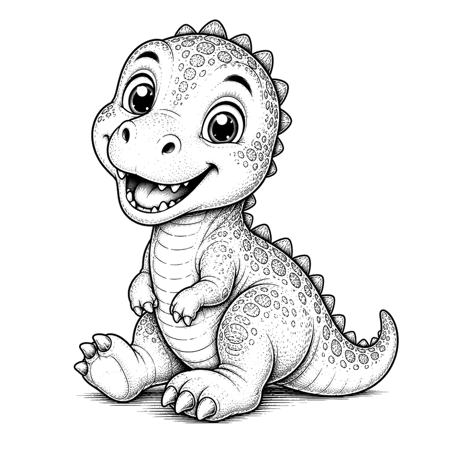Cute Baby Dinosaur In Sit Pose