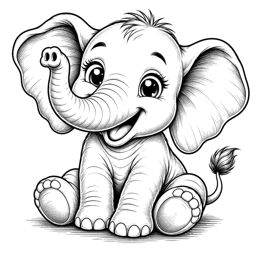 Cute Baby Elephant In Joyful Pose