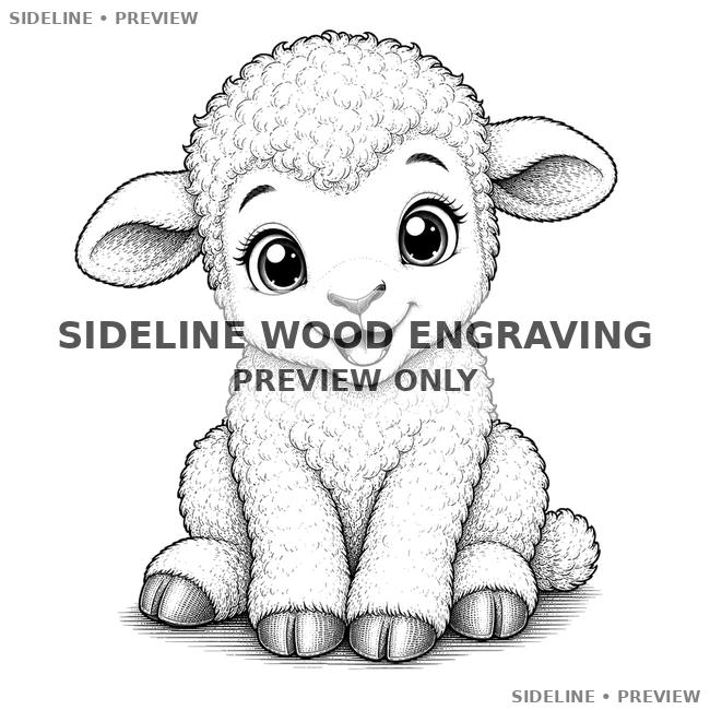Cute Baby Lamb In Black And White