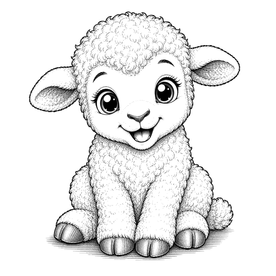 Cute Baby Lamb In Black And White