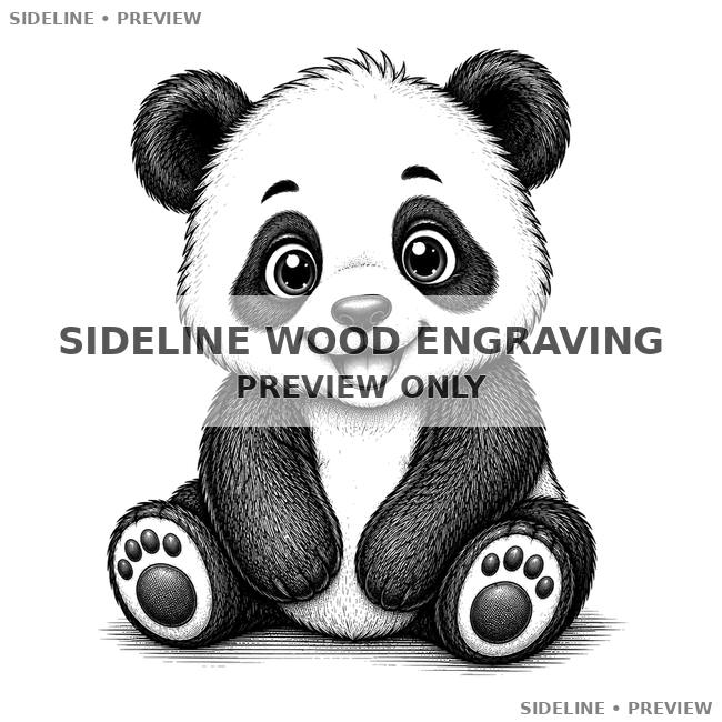 Cute Baby Panda Illustration In Ink