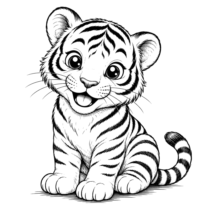 Cute Baby Tiger Cub Illustration