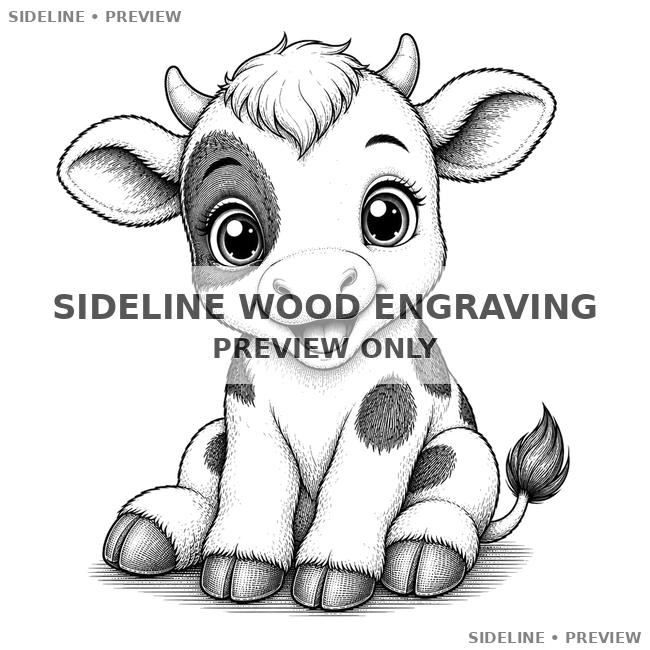Cute Cartoon Calf Illustration In Ink
