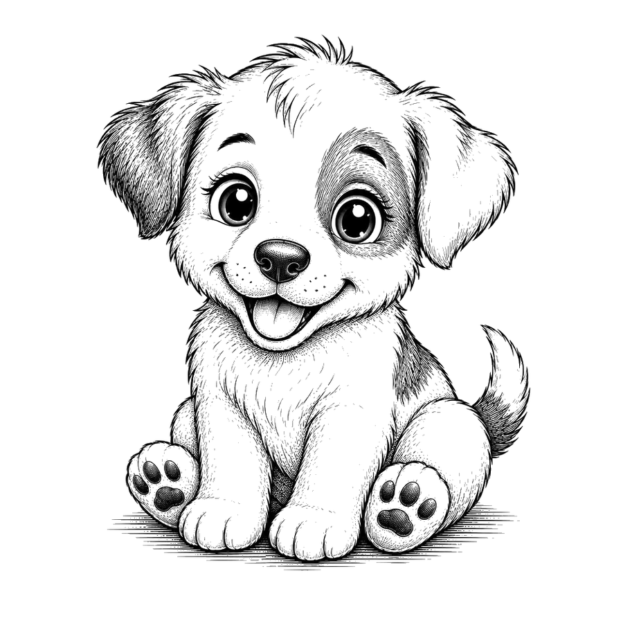 Cute Cartoon Puppy Sketch