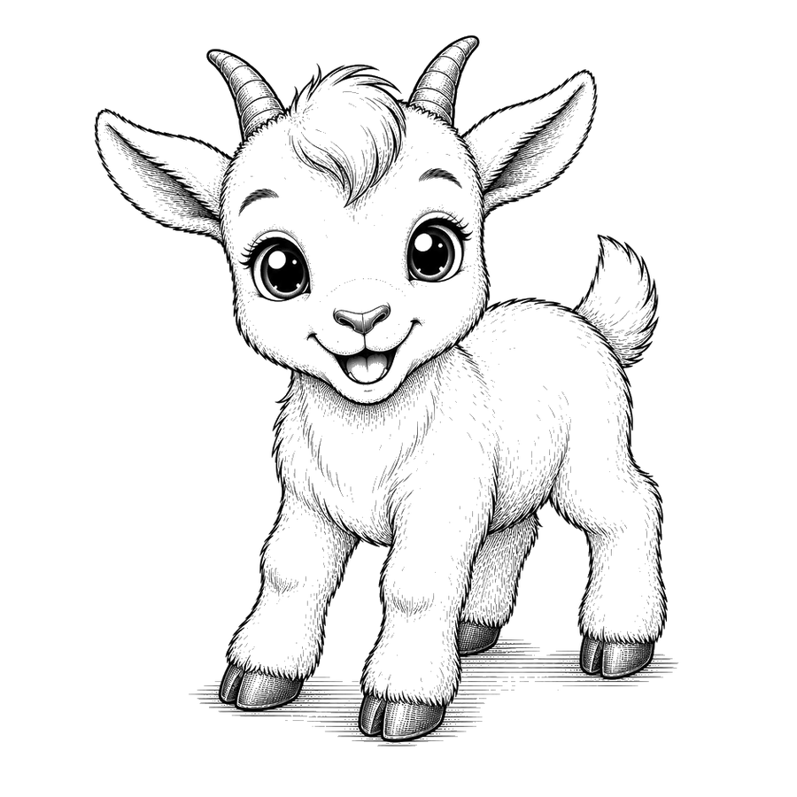 Happy Baby Goat In Playful Pose