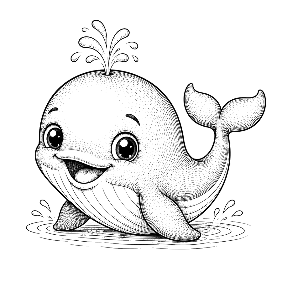 Happy Baby Whale Splashing Playfully