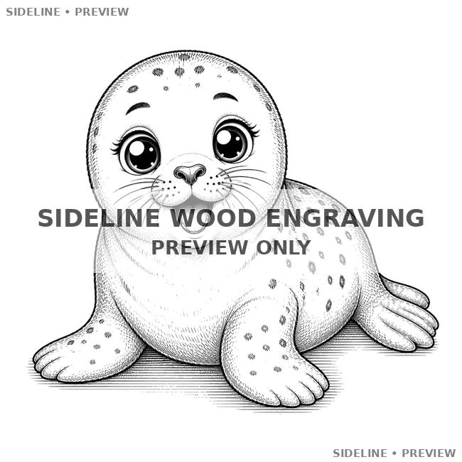 Joyful Baby Seal In Ink Illustration