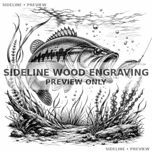 Bass And Lure Underwater Engraving