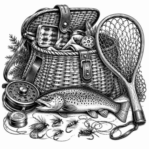Black And White Fly Fishing Still Life