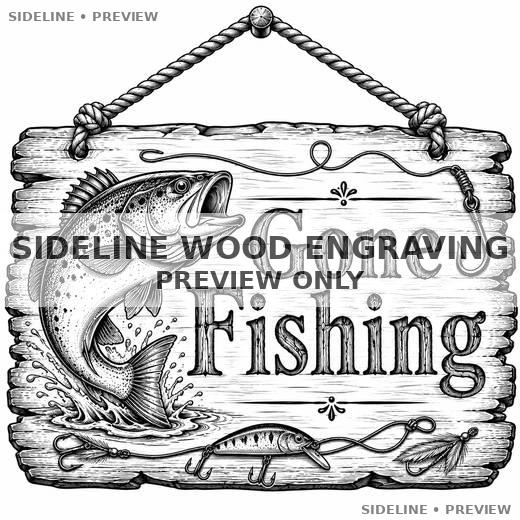 Black And White Gone Fishing Sign