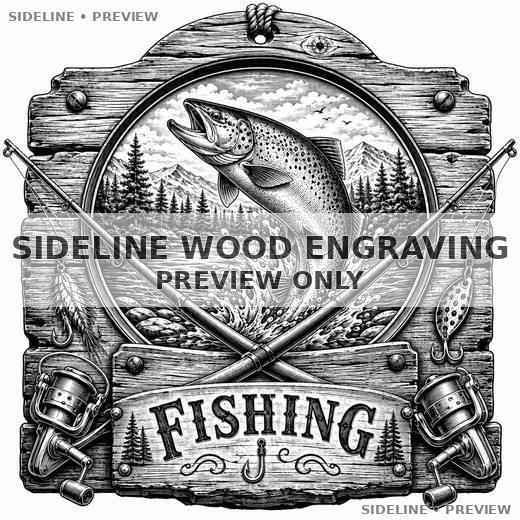 Fishing Woodcut Emblem