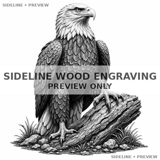 Majestic Bald Eagle On Weathered Log