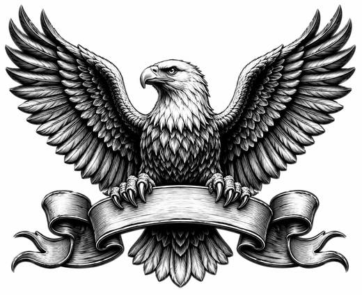 Monochrome Engraved Eagle Crest