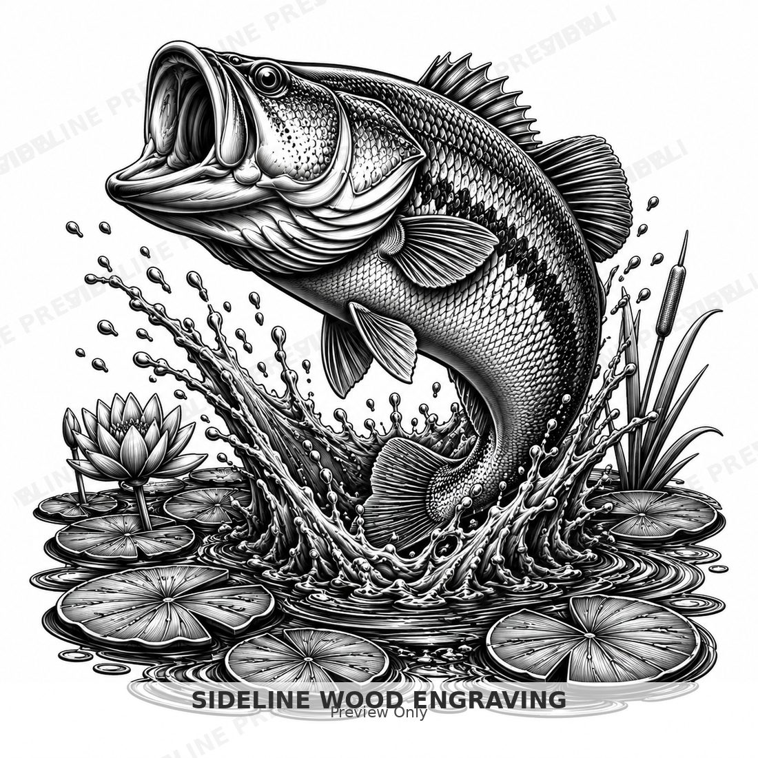 Bass leaping from the water