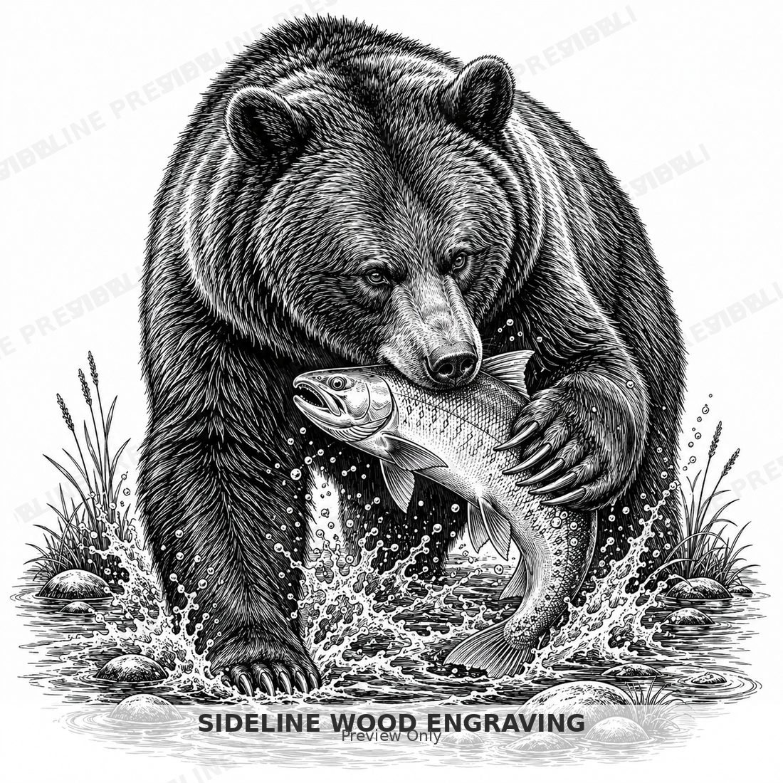 Bear catching fish in river