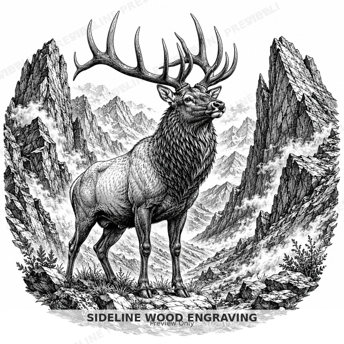 Majestic elk in mountain pass