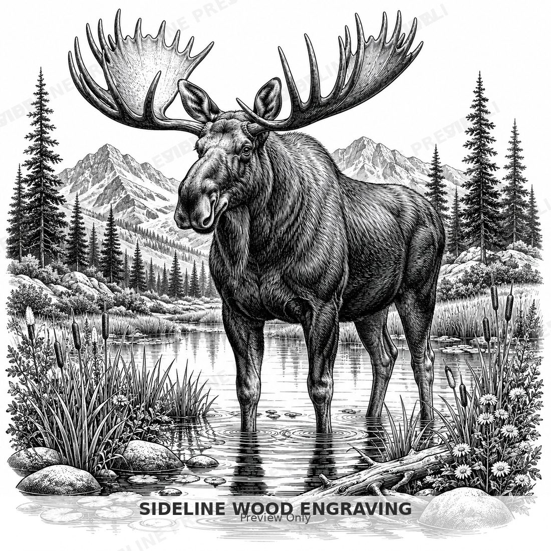 Majestic moose in a serene marsh