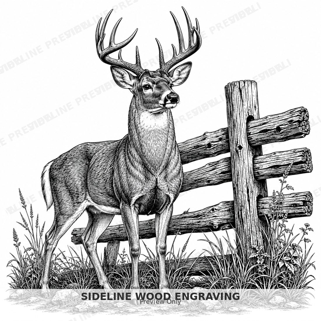 Proud buck by the rustic fence