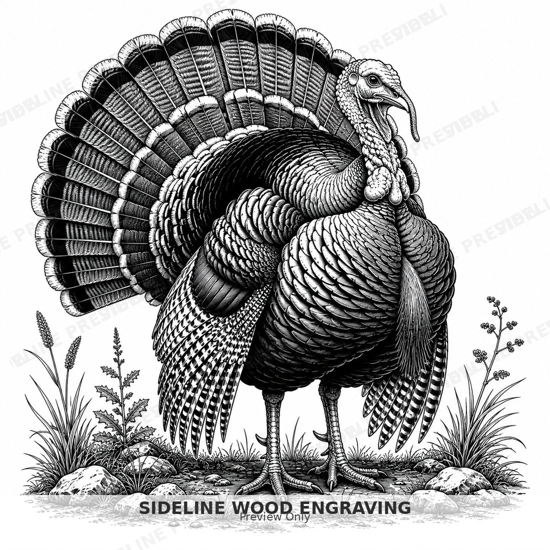 Wild turkey in full display